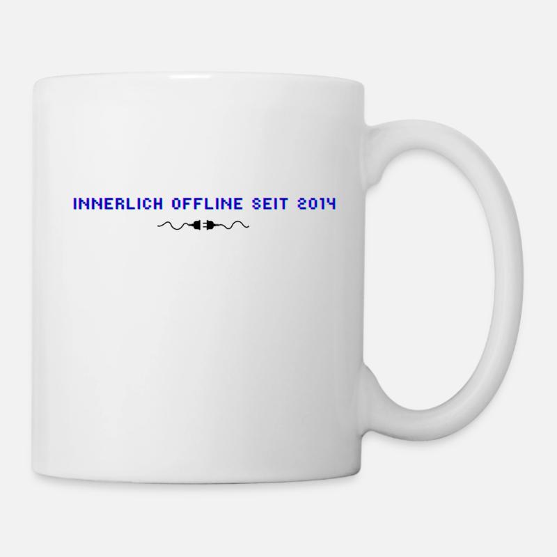 Innerlich offline seit 2014 – Retro Sarkasmus - Tasse - Weiß