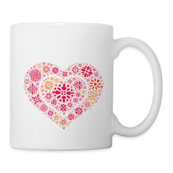 Blumenherz in Pink – Verspielt & Liebevoll - Tasse - Weiß - Rechts
