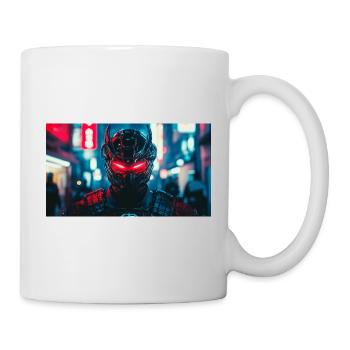 Visage futuriste de guerrier noir et rouge - Mug blanc - blanc - Droite