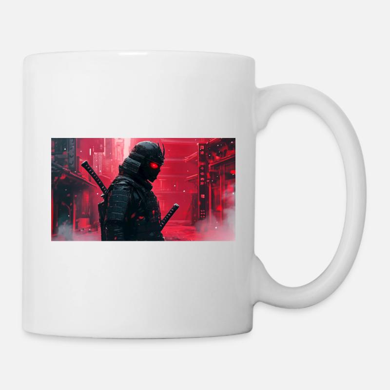 Black Futuristic Samurai - Mug - white