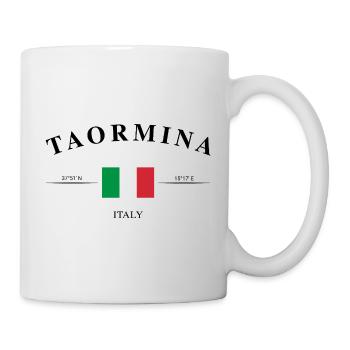 Taormina Italien Koordinaten Urlaub Reise Souvenir - Tasse - Weiß - Rechts