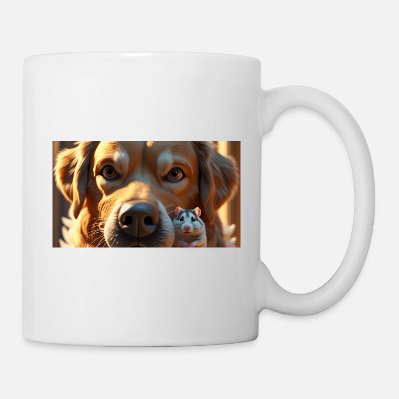 Chien et souris en duo d’amitié - Mug blanc - blanc