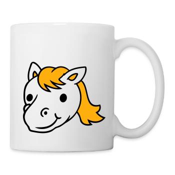 Pferd Süß Pony Fohlen Lange Haare Niedlich Comic - Tasse - Weiß - Rechts