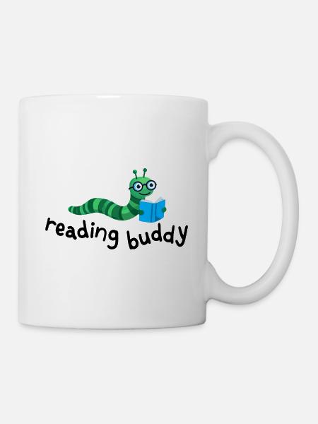 Lesefreund Niedlicher Bücherwurm Mit Buch - Tasse - Weiß