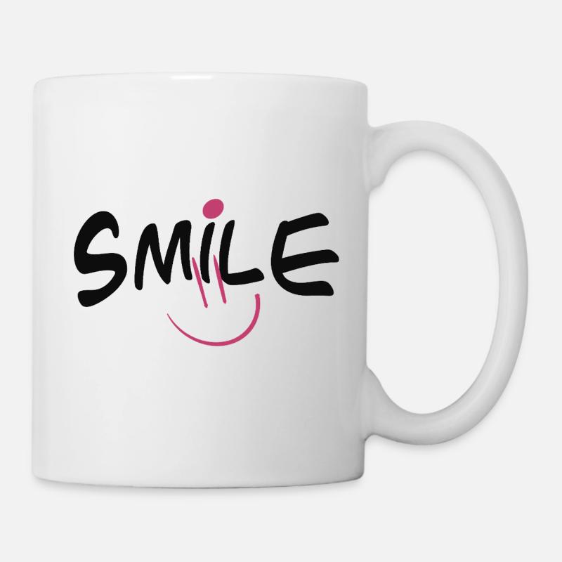Motif de sourire joyeux en rose et noir - Mug blanc - blanc