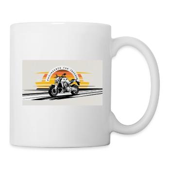 Motorrad Freiheit Sonnenuntergang Design - Tasse - Weiß - Rechts