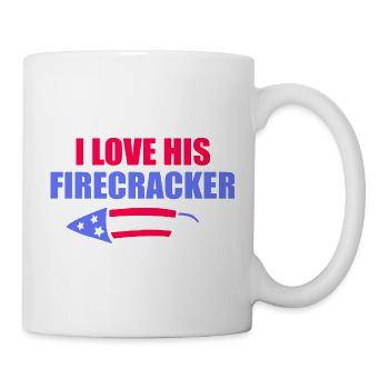 I love his fireworks pair, 4th of July - Mug - white - Right