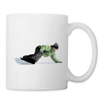 Freerider snowboarders on descent - Mug - white - Right
