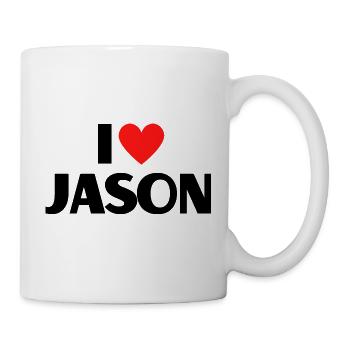 I love Jason Red Heart Love Fan Gift - Mug - white - Right