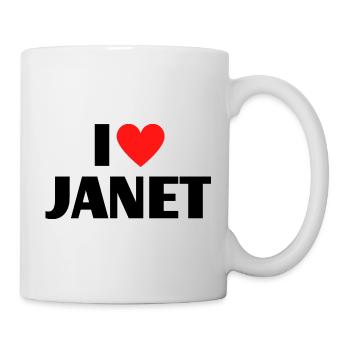 J'aime Janet Red Heart Love Fan Gift - Mug blanc - blanc - Droite