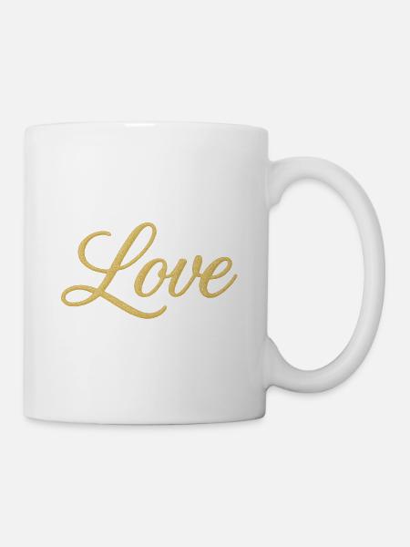 Gold Glitter Love Script Design - Tasse - Weiß