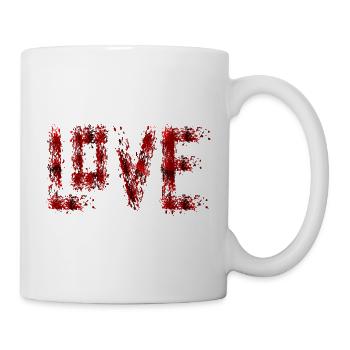 Éclaboussures de sang Grunge Love Typographie - Mug blanc - blanc - Droite