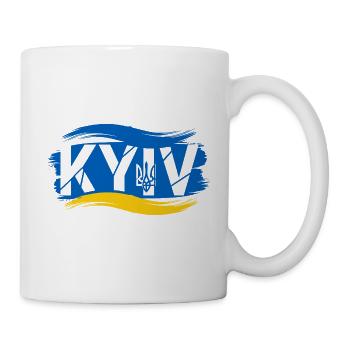 Trident ukrainien et drapeau abstrait - Mug blanc - blanc - Droite