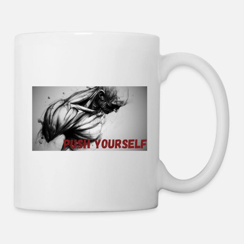 Motif dynamique en noir et blanc avec dicton motivant - Mug blanc - blanc