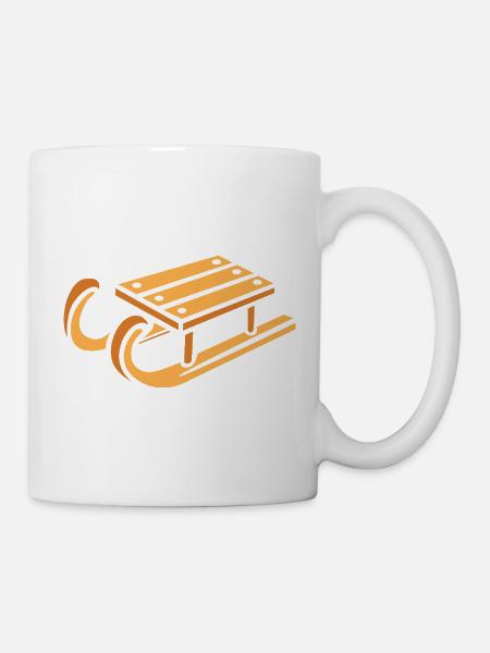 Winterlicher Schlitten Cartoon Stil - Tasse - Weiß