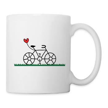 FAHRRAD. RADFAHREN. GEHEN SIE AUF GRÜN. ÖKOLOGIE. UMWELT. - Tasse - Weiß - Rechts