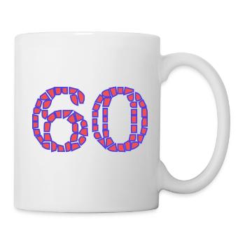 60. 60 JAHRE. 60-JÄHRIGES JUBILÄUM. 60. GEBURTSTAG. - Tasse - Weiß - Rechts