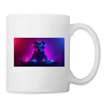 Neon DJ Hund - Tasse - Weiß - Rechts