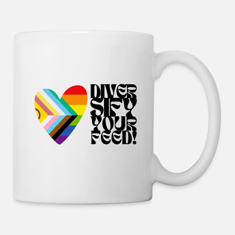 🌈♿ Diversify Your Feed –Progress Pride&Disability - Tasse - Weiß