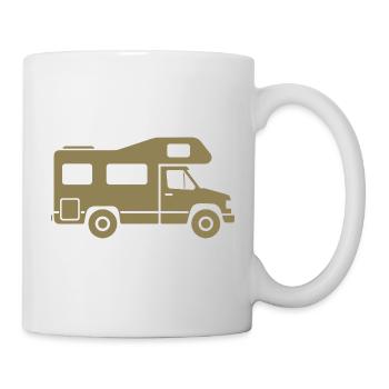 Motorhome Silhouette Camping Family - Mug - white - Right