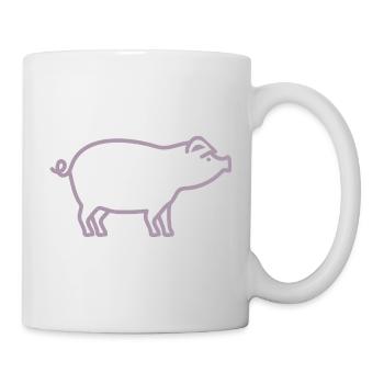 Cute Pig Silhouette Minimalist Farm - Mug - white - Right