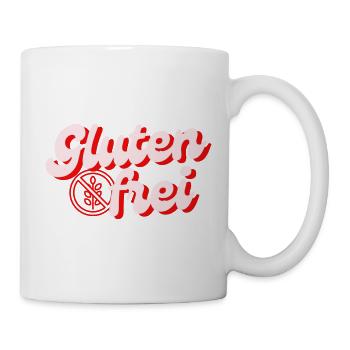 Glutenfrei Schriftzug Retro Logo Pink und Rot - Tasse - Weiß - Rechts