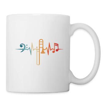 trombone battement de cœur tromboniste fanfare musique musicien - Mug blanc - blanc - Droite