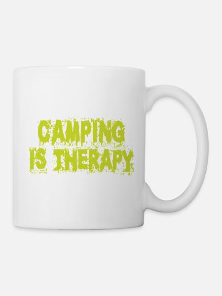 Camping is therapy - Mug - white