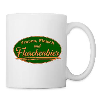Frauen Fleisch Flaschenbier Retro Schild - Tasse - Weiß - Rechts