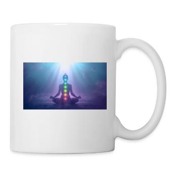 Chakra Meditation Lichtstrahlen Yoga - Tasse - Weiß - Rechts