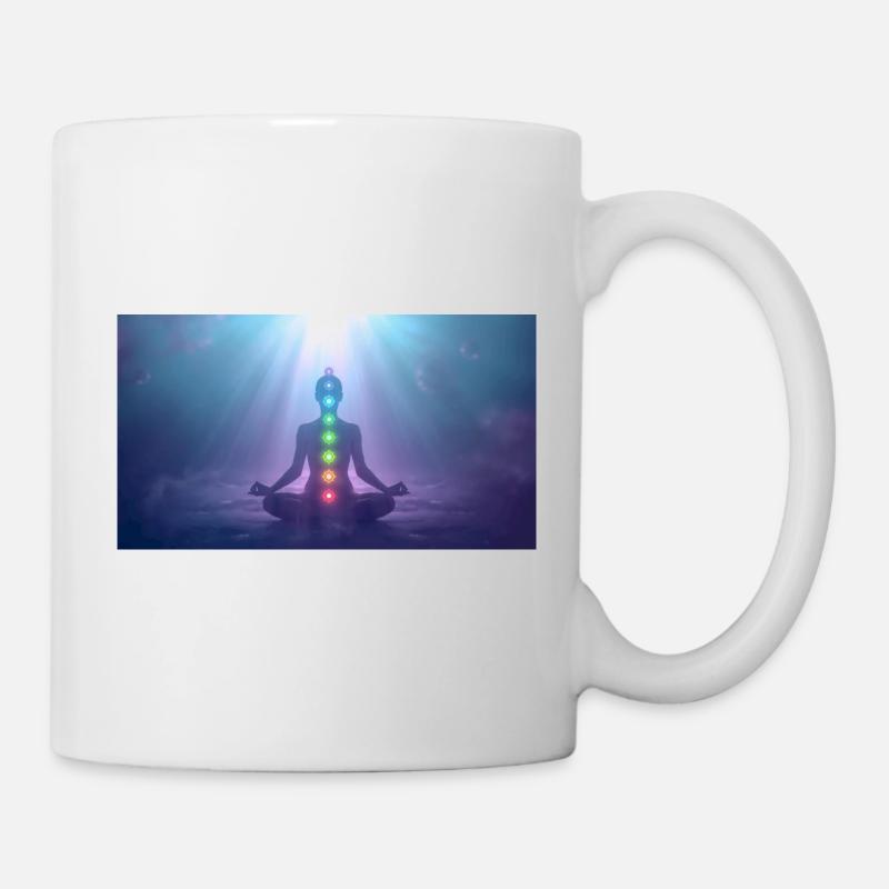 Chakra Meditation Lichtstrahlen Yoga - Tasse - Weiß