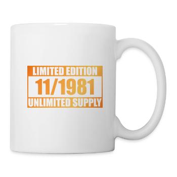 44. Geburtstag Limited Edition - ꝏ Supply 11/1981 - Tasse - Weiß - Rechts
