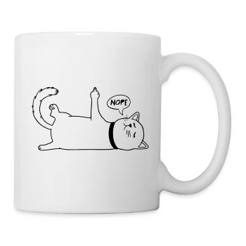 Faul Katze Katzenliebhaber Katzenbesitzer Spruch - Tasse - Weiß - Rechts