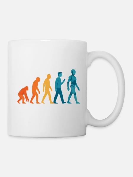 Evolution zum Roboter Outline - Tasse - Weiß