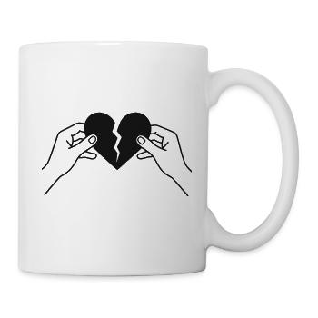 Gebrochenes Herz in den Händen - Tasse - Weiß - Rechts