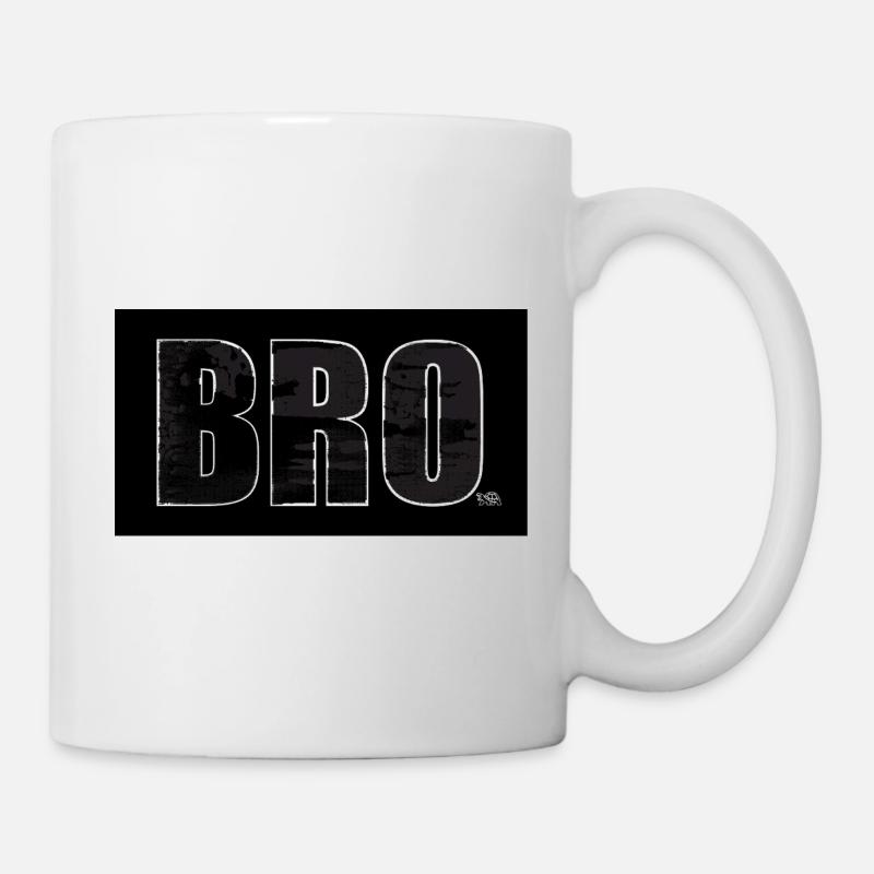 Bold BRO Distressed Typography Tee - Mug - white