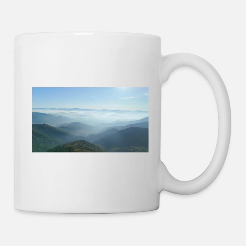 Foggy mountain ranges morning mist - Mug - white