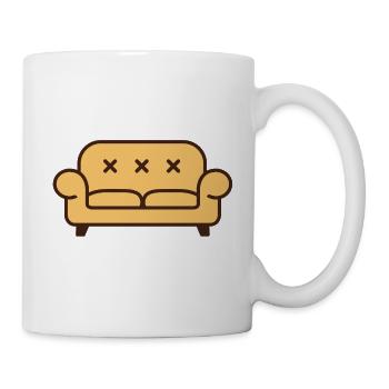 Sofa mit X-Augen - Pop-Art - Tasse - Weiß - Rechts