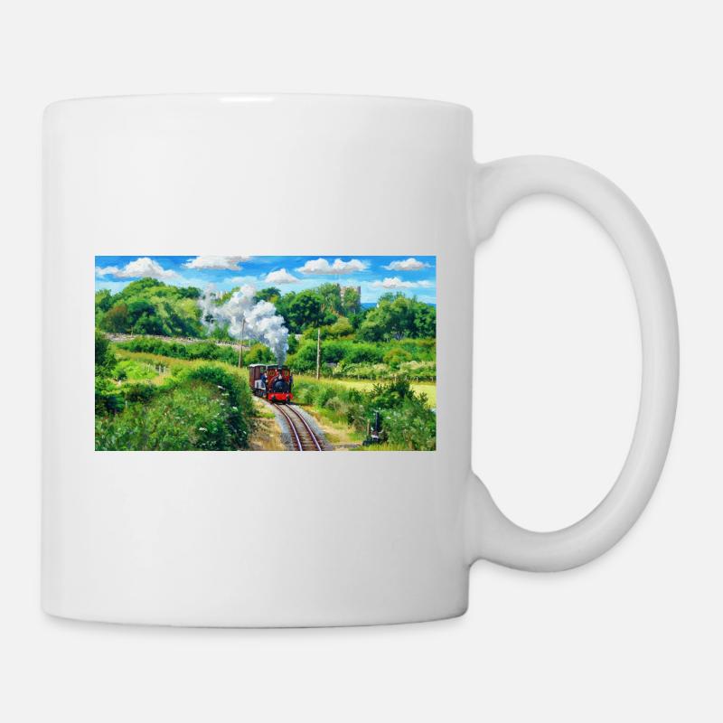 Eisenbahn mit einem Herzen aus Gold - Tasse - Weiß