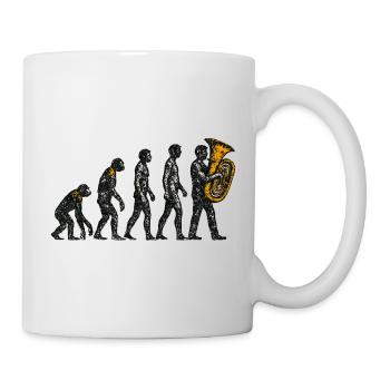 Evolution zum Tubaspieler Grunge Design - Tasse - Weiß - Rechts