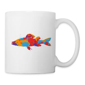 Bunter Zander Angler Design Zander Angeln Fischen - Tasse - Weiß - Rechts
