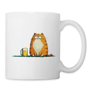 Kater mit Sonnenbrillen und Bier - Tasse - Weiß - Rechts