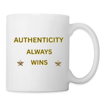 L’AUTHENTICITÉ GAGNE TOUJOURS – Citation motivationnelle en or - Mug blanc - blanc - Droite