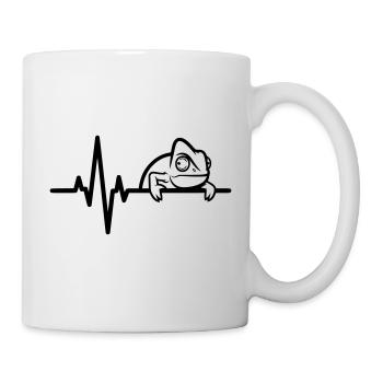 Chamäleon im Herzschlag – Eidechsen Motiv - Tasse - Weiß - Rechts