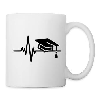 Ligne ECG avec capuchon d’extrémité – Motif de graduation - Mug blanc - blanc - Droite