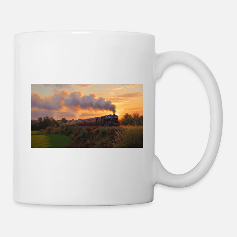 Sunset Steam Train - Mug - white