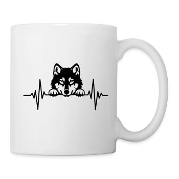 Husky Herzschlag – Hunde EKG - Tasse - Weiß - Rechts