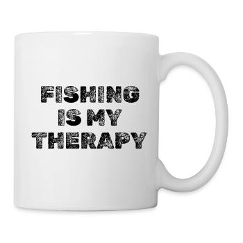 LA PÊCHE EST MA THÉRAPIE Pêcheur Spruch - Mug blanc - blanc - Droite