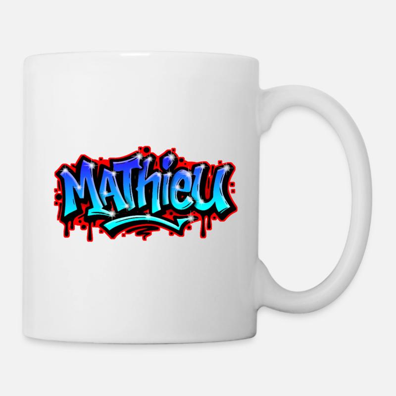 Mathieu Graffitidruckbarer Name Urban Blue - Tasse - Weiß