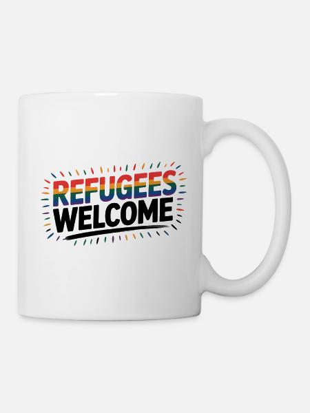 Refugees Welcome - Cool Pride Logo - Tasse - Weiß